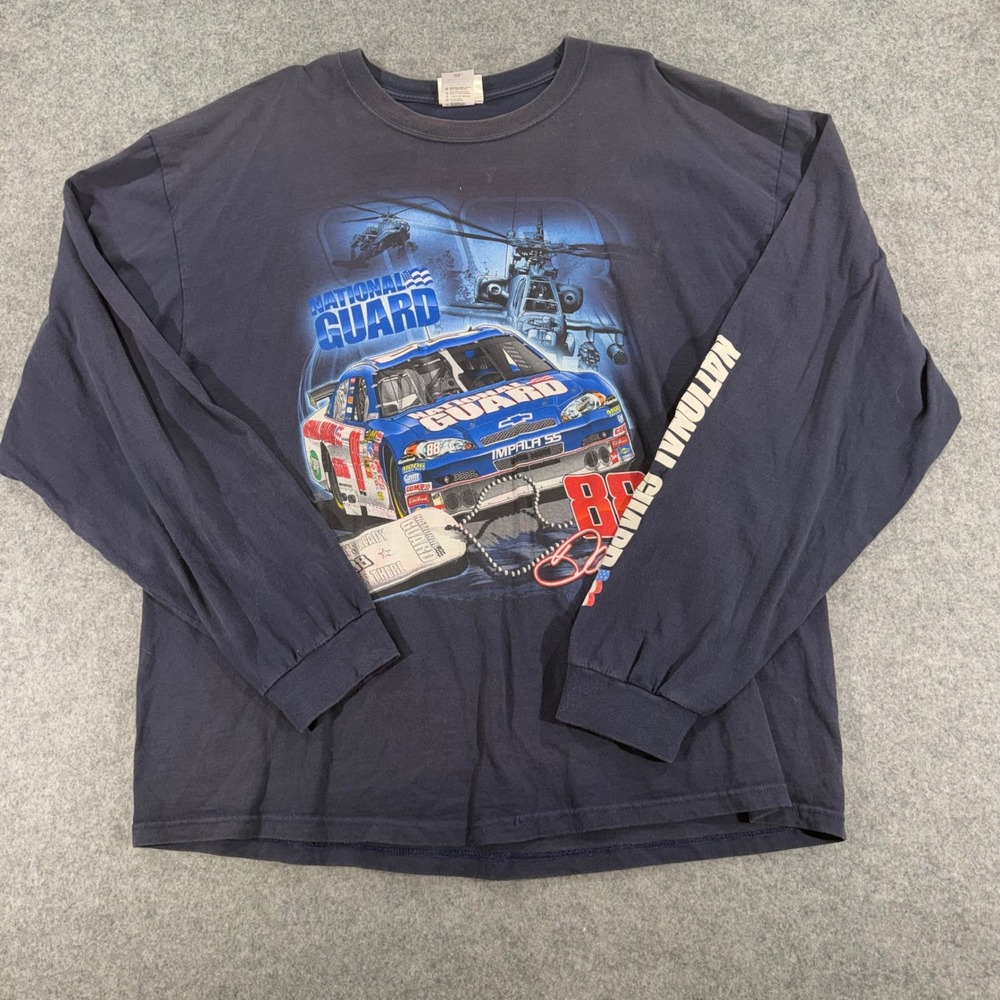 NASCAR Dale Earnhardt Jr 88 National Guard Long Sleeve Shirt Navy Mens 2XL